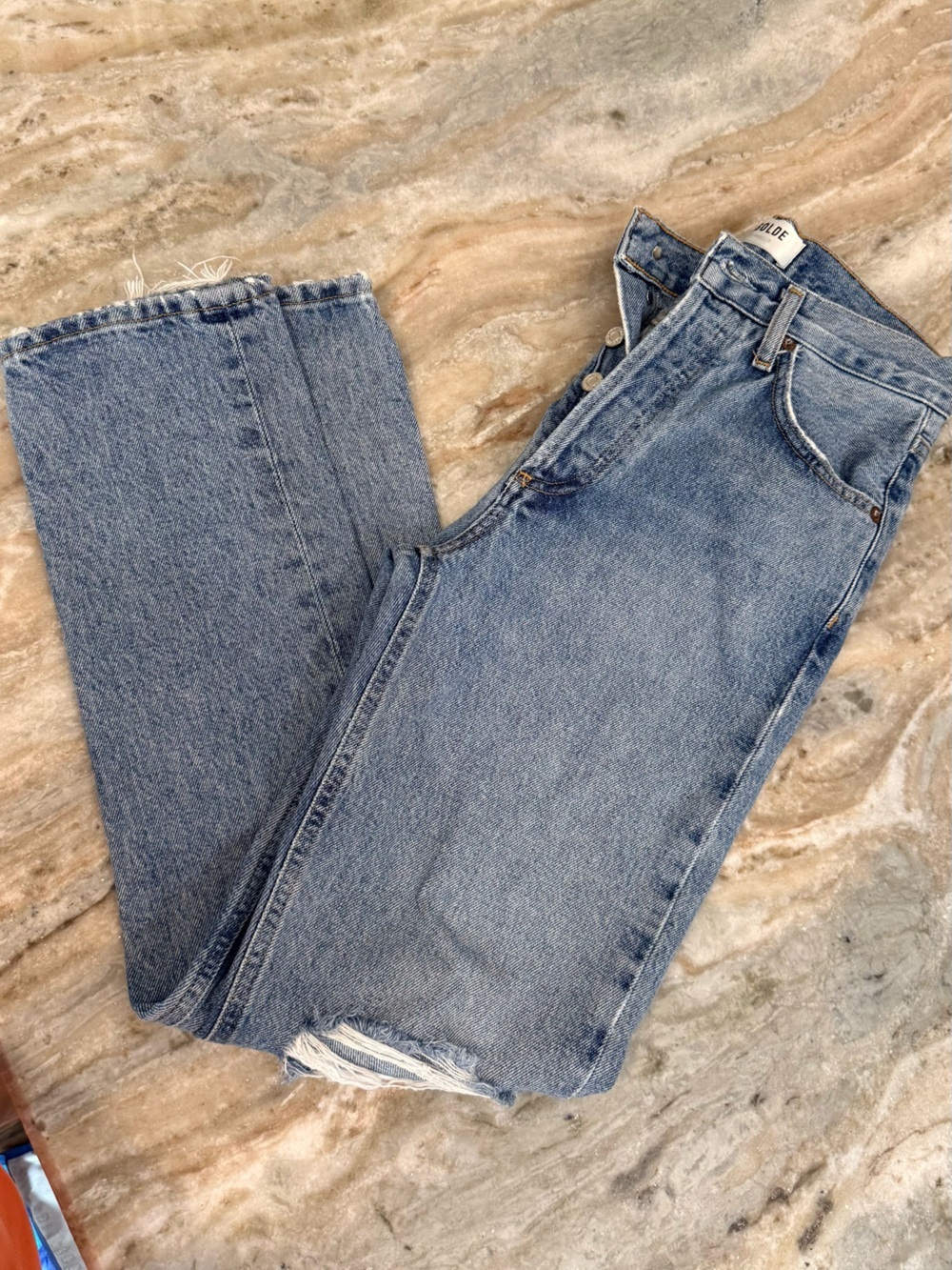 Women’s AGOLDE Riley High Rise distressed straight crop jeans- Size 24 - Picture 8 of 12